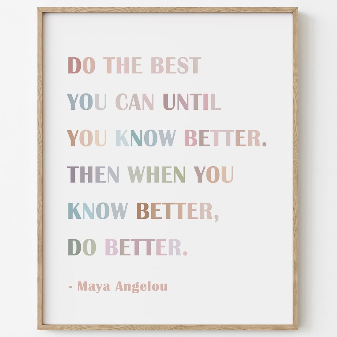 Motivational Wall Art - Maya Angelou Quote Poster - Inspirational Wall Decor for School Classroom Office - Encouragement Gift - "Do The Best You Can" UNFRAMED Print 8"X10"