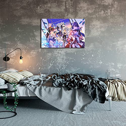 Genshin Impact Raiden Shogun Yae Miko Kaedehara Kazuha Kamisato Ayaka Wall Art Canvas Print Poster,Living Room Bedroom Bathroom Decor EMXEE (12x18 No Framed,A)