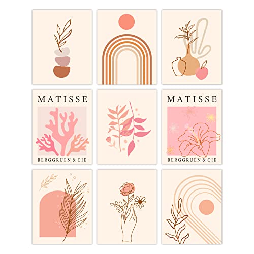 SUPERDANT 9PCS Matisse Canvas Wall Art Aesthetic Matisse Art Prints Unframed Matisse Poster Sets Abstract Vintage Canvas Prints for Home Living Room Office Bedroom Decorations