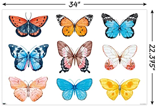 Trends International Watercolor Butterflies Wall Poster, 22.375" x 34", Unframed Version