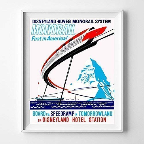 Disneyland Monorail System Tomorrowland Wall Art Poster Home Decor Print Vintage Artwork Reproduction - Unframed