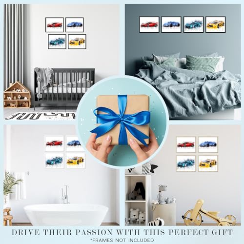 Insire Car Posters for Boys Room, Cars Posters for Boys Room, Super Car Posters for Boys Room Fast Cars Posters Car Prints for Boys Room Cars Pictures for Wall, Little Boys Posters Unframed (8x10”)