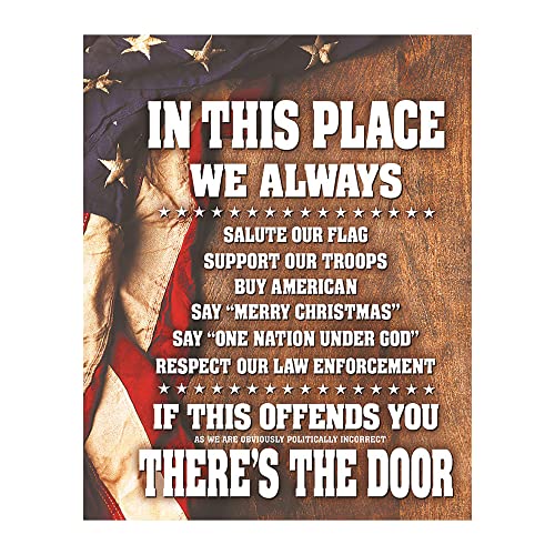 In This Place - We Salute & Support American Flag Wall Decor Poster, This Patriotic Wall Art Poster Is An Ideal Wall Art For Home Decor, Military, Office and Room Decor, Unframed - 8x10"