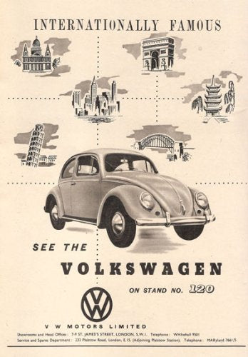 Affiche Prints AD83 Vintage Volkswagen Beetle Motor Show Car Advertisement Poster - A3 (432 x 305mm) 16.5" x 11.7"