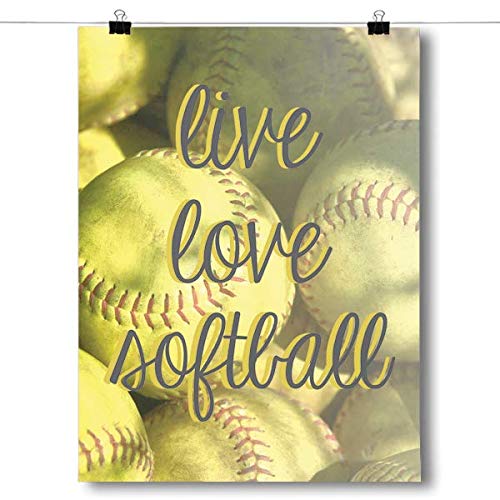Inspired Posters - Live Love Softball Decorative Wall Art Poster - Modern Home Decor - Motivational Posters - UV Print 8x10 Poster