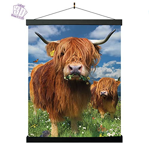 3D LiveLife Lenticular Wall Art Prints - Highland Cattle from Deluxebase. Unframed 3D Cow Poster. Perfect wall decor. Original artwork licensed from renowned artist, David Penfound