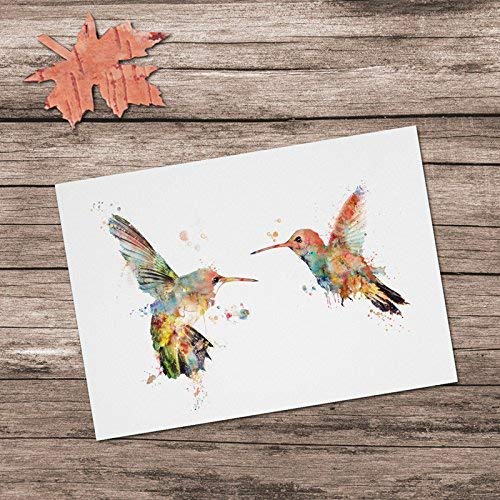 Couples Birds Wall Hanging Gift for Her for Him Valentines Hummingbird Poster Wall Art Painting Print Landscape 8x10inch No Frame