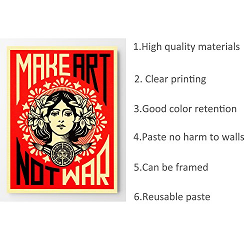 Make Art Not War -War Peace Poster Shepard Fairey Decorative Print Wall Poster Custom Poster 18x24 Inch