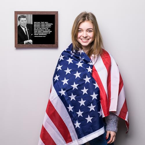 Ronald Reagan Patriotic Quotes Wall Art Decor - They Will Restrict Your Freedoms, History, Safety, This Presidential Portrait Poster Print Is Ideal For Home, Office, & Library Decor, Unframed -8x10"