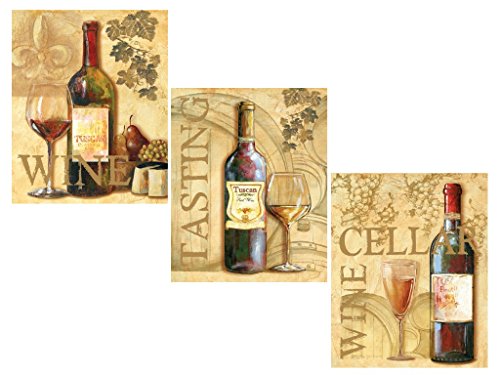 3 Wine Grape Art Prints Tuscany Posters Kitchen Decor Art Poster Print by Ron Jenkins, 8x10
