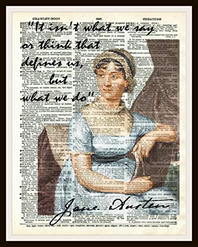 Jane Austen Quote Art Print Poster on Ephemera Dictionary Page Reproduction Background Unframed (8 x 10")