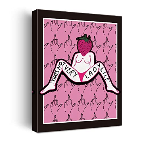 NISTOMISU That's Not Very Ladylike Canvas Prints Wall Decor Modern Feminist Pink Canvas Art Sign Canvas Poster Gifts for Home Bedroom Bathroom Decor 11.5"x15"