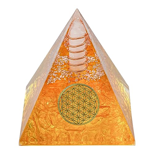 MrMrKura Orgone Pyramid丨Citrine Organite Orgone Pyramids for Success Money Wealth丨Orgone Energy Pyramid丨Healing Crystal Pyramid丨Meditation Yoga丨Handmade in India