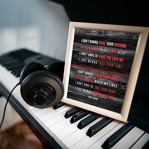 Sam Hunt- Just Wanna Take Your Time Song Lyric Wall Art Print, This Ready To Frame Distressed Wood Design Music Wall Art Poster is Ideal For Home, Music Room & Room Decor Aesthetic - Unframed - 8x10"