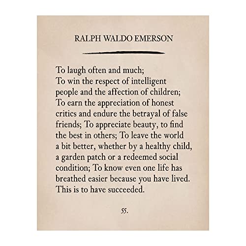 Ralph Waldo To Laugh Often and Much - Distressed Parchment Poetic Wall Art Print, This Ready to Frame Wall Art Poster Print is Good For Retro Home Office, Studio, & School Wall Decor, Unframed - 8*10”