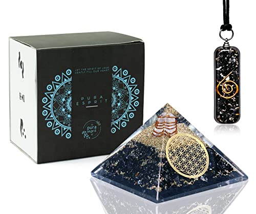 Orgone Pyramid Crystal - Black Tourmaline Necklace Protection Healing Pendant Copper - Black Orgonite Pyramid for Magnetic Therapy– Crystal Orgone Generator for Self Growth Spiritual Protection