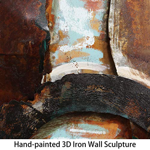 Empire Art Direct "Revolutions 1" Mixed Media Hand Painted Iron Wall Sculpture by Primo, Brown/Green/Beige