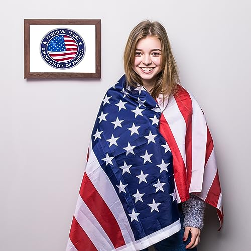 In God, We Trust - American Flag Patriotic Wall Art Poster, This Ready To Frame American Seal Print Is Ideal Christian Wall Decor For Home, Office, Garages, and Man Cave Decor, Unframed - 8x10"
