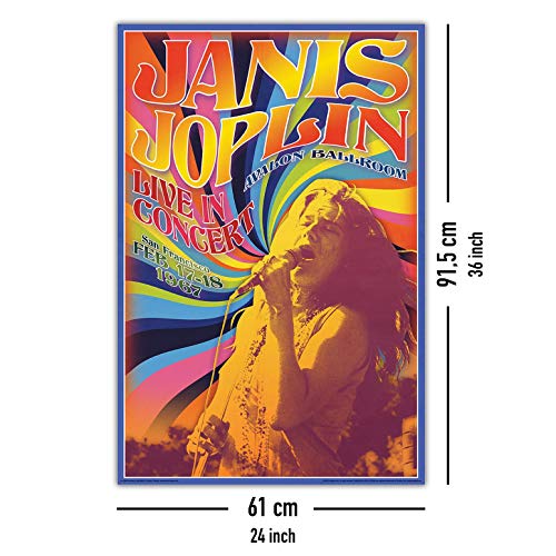 buyartforless Janis Joplin Live in Concert Avalon Ballroom San Francisco Feb 17-18 1967 36x24 Music Art Print Poster, Multicolor, (AQ 241346)