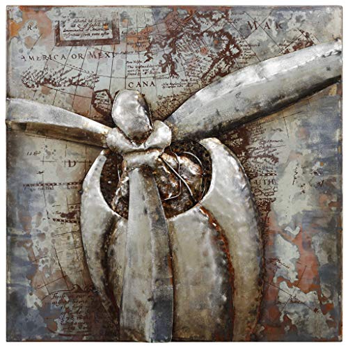 Empire Art Direct "Retro Airplane 1" Mixed Media Hand Painted Iron Wall Sculpture by Primo, 32.00" x 32.00"