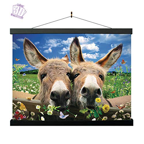 3D LiveLife Lenticular Wall Art Prints - Donkeys from Deluxebase. Unframed 3D Farm Poster. Perfect wall decor. Original artwork licensed from renowned artist, David Penfound