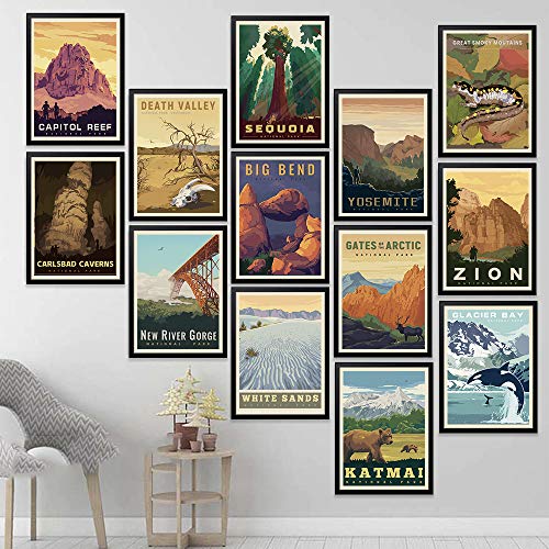 HCHANA Wyoming Grand Teton National Park America Vintage Travel Poster Art Print Painting Home Decoration Gift