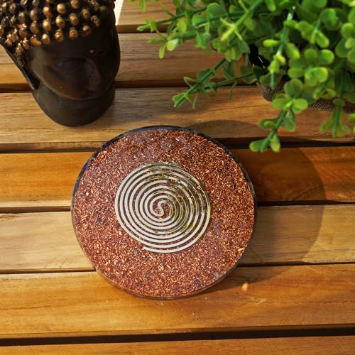 Orgonite Crystal Water Charging Plate with Lapis Lazuli Healing Crystals and Flower of Life –Chakra Healing Orgone Water Plate for Spiritual Protection and Cleansing (90mm)