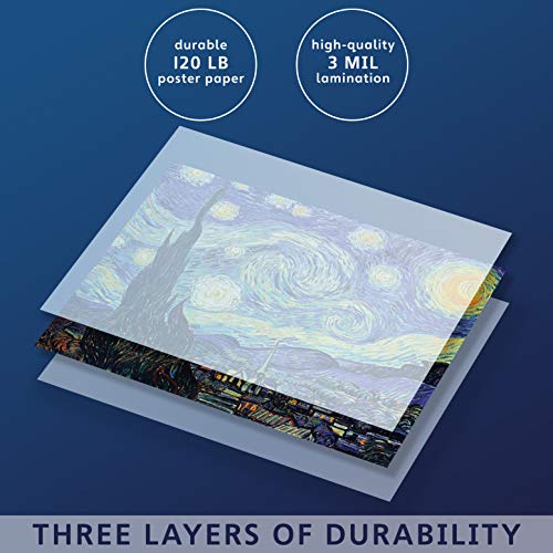 Palace Learning 2 Pack - Starry Night by Vincent Van Gogh & The Great Wave Off Kanagawa by Katsushika Hokusai - Fine Art Poster Prints (Laminated, 18" x 24")