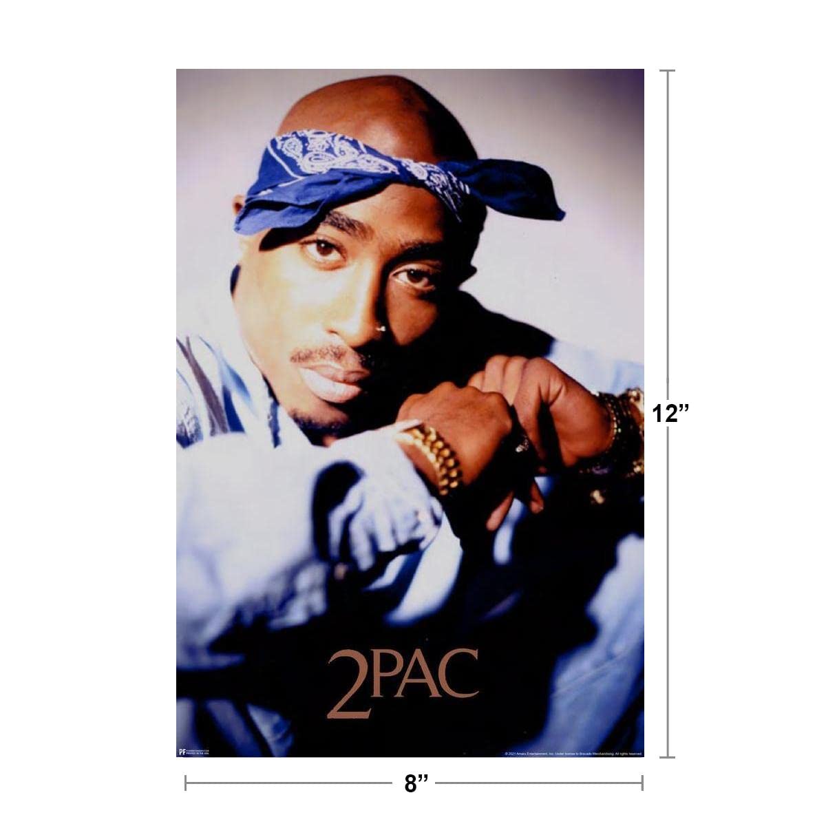 Tupac Posters 2Pac Poster Blue Bandana Portrait 90s Hip Hop Rapper Posters For Room Aesthetic Mid 90s 2Pac Memorabilia Rap Posters Music Merchandise Merch Thick Paper Sign Print Picture 8x12