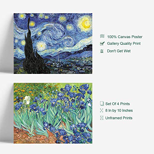 YASEN Van Gogh Canvas Wall Art Posters And Prints Of Famous Painting Abstract Wall Art Prints Unframed Art 8x10 Vincent Van Gogh Poster Artwork (4 Pack A)