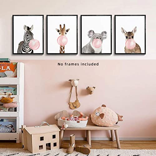 Woodland Nursery Decor Animal Wall Art for Bedroom, Set of 4, 8x10 Canvas Poster Prints Unframed, Posters for Girls Room, Safari Nursery Decor, Kids Wall Decor