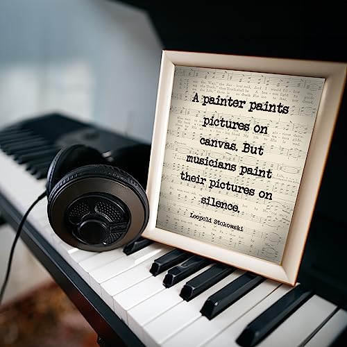 Leopold Stokowski - Musicians Paint Pictures On Silence - Inspirational Quotes Wall Art, Music Sheet Poster Print Perfect Motivational Classroom Decor, Home Decor Office Decor, Unframed- 8x10"