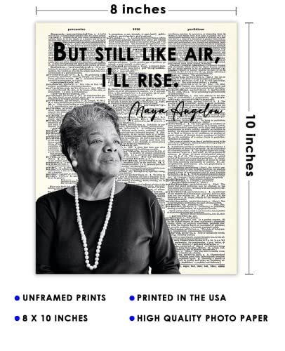 Inspirational Wall Art Poster "But Still Like Air…", Maya Angelou 8x10 Dictionary, Motivational Wall Art & Positive Affirmations Wall Decor for Bedroom, Teen Girl, Boy & Office Decor for Men, Women