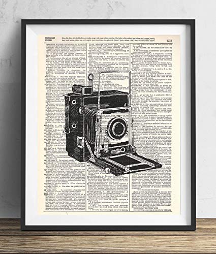 Vintage Camera (#2) Vintage Dictionary Art Print, Antique Wall Art Home Decor, Modern Boho Poster, Farmhouse Decoration Living Room Bedroom Office 8x10 Inches, Ready To Frame