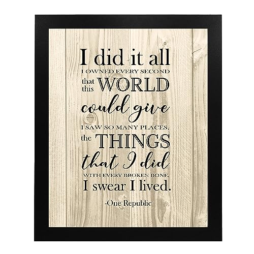 One Republic - I Swear I Lived Song Lyric Wall Art Print, This Ready to Frame Modern Music Wall Art Poster is Perfect For Home, Music Room, Studio, And Living Room Decor Aesthetic - Unframed - 8x10"