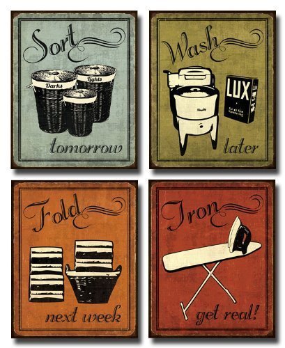 Gango Home Décor Laundry Set - mini Mini Prints, Vintage, Signs Art Print Poster by N Harbick, 8 x 10