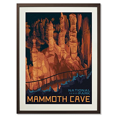 xtvin Mammoth Cave National Park Posters Vintage Wall Art Print Decor Painting Gift National Parks of the USA Home Decoration Stickers (12X18 inch)