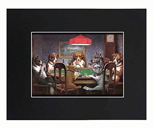 XQArtStudio Dogs Playing Poker A Friend in Need Coolidge 8x10 Black Matted Art Artworks Print Paintings Printed Picture Photograph Poster Gift Wall Decor Display