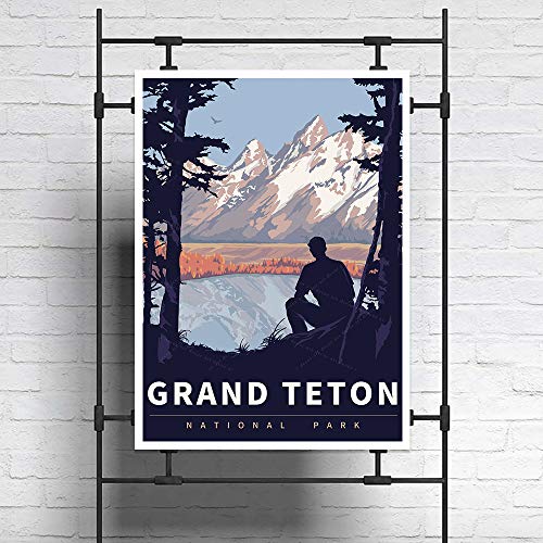 HCHANA Wyoming Grand Teton National Park America Vintage Travel Poster Art Print Painting Home Decoration Gift