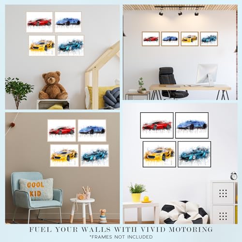 Insire Car Posters for Boys Room, Cars Posters for Boys Room, Super Car Posters for Boys Room Fast Cars Posters Car Prints for Boys Room Cars Pictures for Wall, Little Boys Posters Unframed (8x10”)