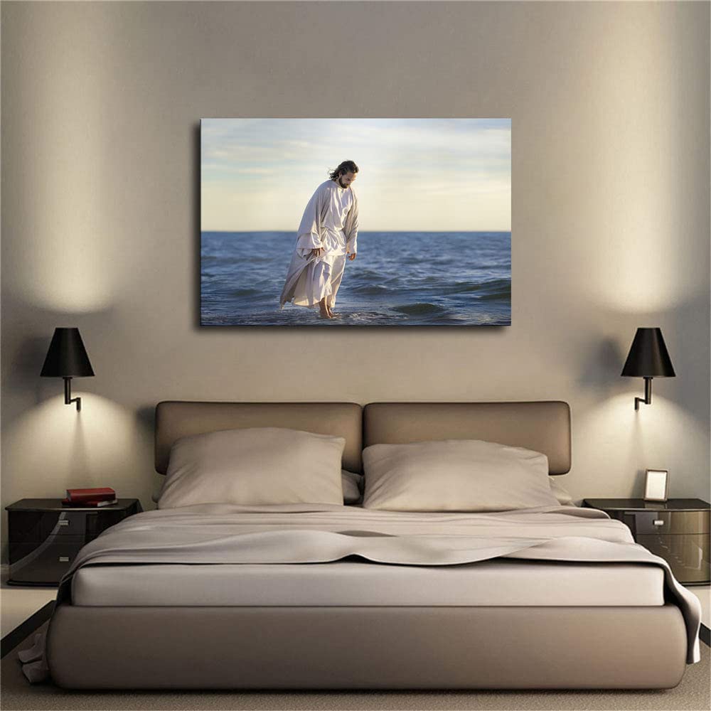 Jesus Christ Walking on Water Poster Picture Canvas Wall Art Print Christianity Jesus Poster Home Room Decor -693 (8x12inch-NoFramed)