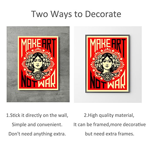 Make Art Not War -War Peace Poster Shepard Fairey Decorative Print Wall Poster Custom Poster 18x24 Inch