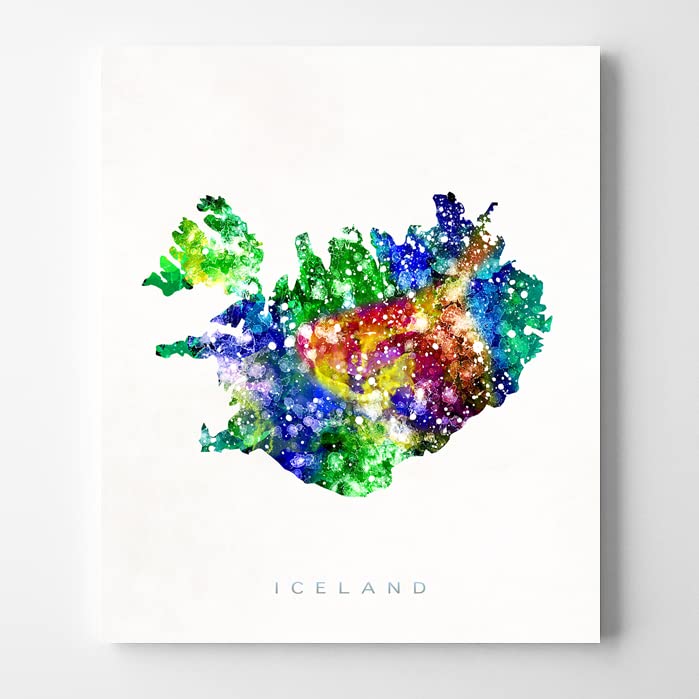 Iceland Watercolor Map Wall Art Poster Home Decor Print Watercolour Artwork - Unframed