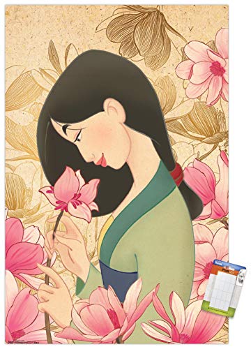 Trends International Disney Mulan-Flower Wall, 22.375" x 34", Poster & Mount Bundle