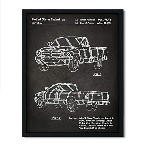 Andaz Press Chalkboard Patent Print Wall Art Decor Poster, 8.5x11-inch, Planes, Trains, Automobiles, Dodge Ram 1997 Patent 1 Poster, 1-Pack, Dodge Truck, Car Enthusiast, Truck Wall Art, Man Cave
