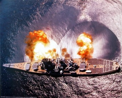 Wall Decor Art Print USS Missouri Battleship Firing Guns Military Navy Poster (16x20)