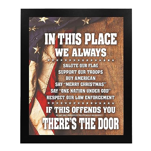 In This Place - We Salute & Support American Flag Wall Decor Poster, This Patriotic Wall Art Poster Is An Ideal Wall Art For Home Decor, Military, Office and Room Decor, Unframed - 8x10"