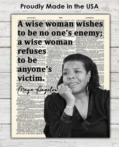 Inspirational Wall Art Poster "A Wise Woman Wishes…", Maya Angelou 8x10 Dictionary, Motivational Wall Art & Positive Affirmations Wall Decor for Bedroom, Teen Girl, Boy & Office Decor for Men, Women