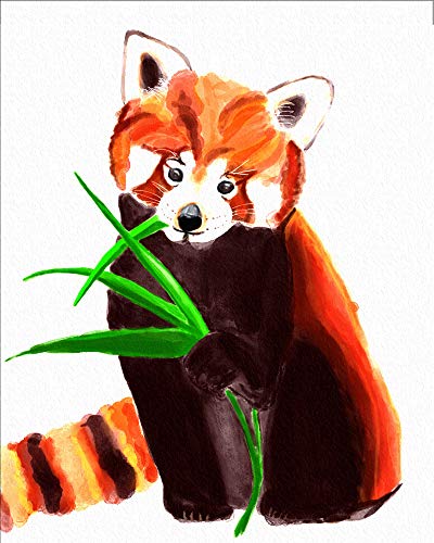 7Dots Art. Animals. Watercolor Art Print, Poster 8"x10" on Fine Art Thick Watercolor Paper for Childrens Kids Room, Bedroom, Bathroom. Wall Art Decor with Animals for Boys, Girls. (a Red Panda)