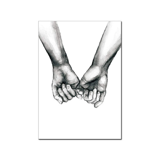 Love and Hand in Hand Wall Art Canvas Print Poster Black and White Sketch Art Line Drawing Decor for Living Room Bedroom (Set of 3 Unframed, 8x10 inches)